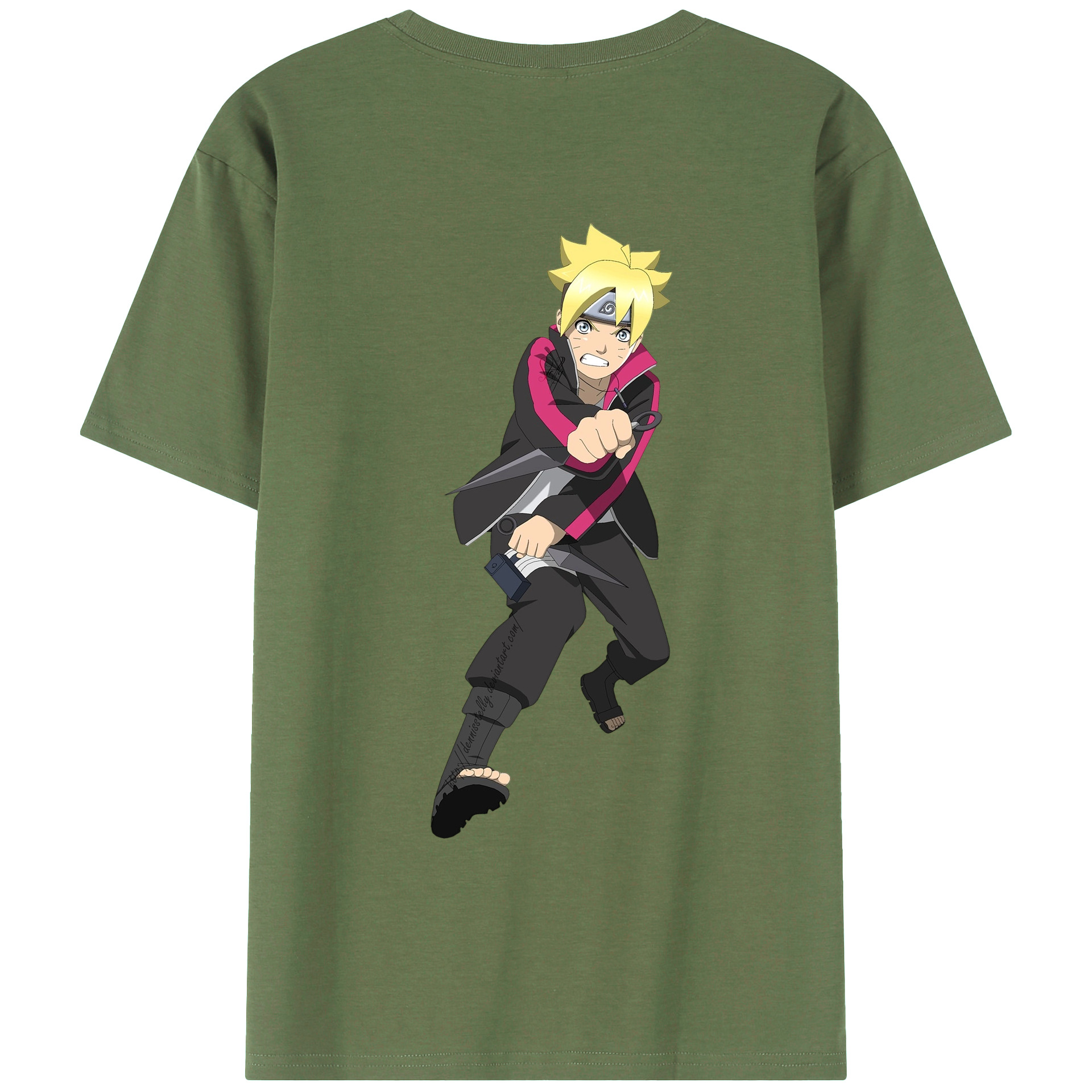 （画像用） NARUTO -ナルト- うずまき ボルト Uzumaki Boruto 綿100％ メンズ半袖Tシャツ（バックプリント） 通気性